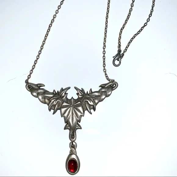 Gothic silvertone metal vines necklace - Picture 3 of 3
